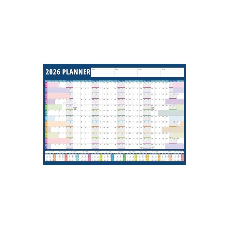 2026 Wall Planner A2 UK Wall Calendar 2026 YA2early Wall