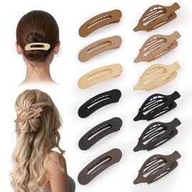 Picoway 12 Pack Flat Hair Clips for Women, 2 Styles Flat Claw Clips, Matte No Crease Strong Hold Non-slip Barrettes for Thick & Thin Hair, Stocking Stuffers for Girls
