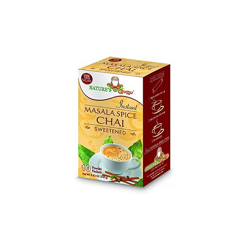 Nature's Guru Instant Masala Chai Tea Drink Mix Sweetened, 8.82