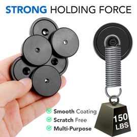 MIKEDE Strong Magnets, 150LB Heavy Duty Neodymium Magnets with Hole, Black Pot Magnets with Screw for Wall Mounting, Rare Earth Magnets Round Base Cup Magnet for Locker, Refrigerator,Office - 6 Pack