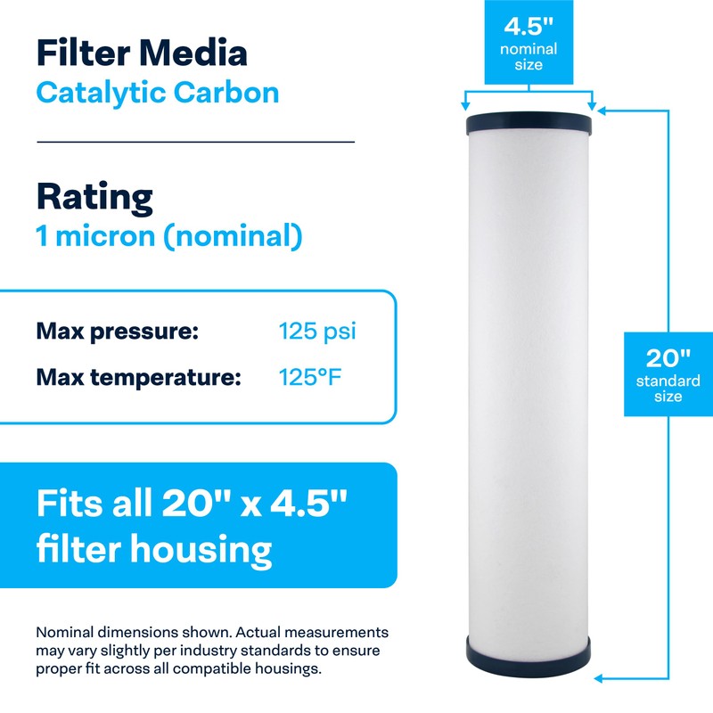 SpiroPure SP-CC1-20BB 20x4.5 Catalytic Carbon Water Filter Cartridge