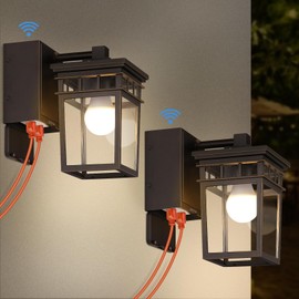 2 Pack Porch Lights with GFCI Outlets, Dusk to Dawn Outdoor Lighting Exterior Light Fixtures Wall Mount, Waterproof Alunmium Wall Sconces for House Patio Garage Front Door, 9W LED Bulbs Included(ORB)