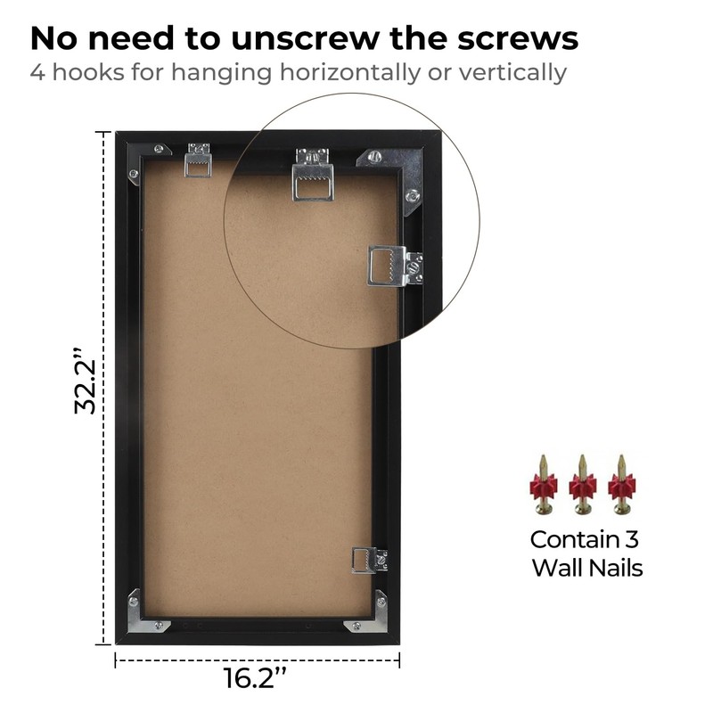 16x32 Poster Frames, 1Pcs, Plexiglass,Black Aluminum Snap Frame