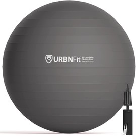 URBNFit Exercise Ball - Yoga Ball for Workout, Pilates, Pregnancy, Stability - Swiss Balance Ball w/Pump - Fitness Ball Chair for Office, Home Gym, Labor- Silver, 26 in