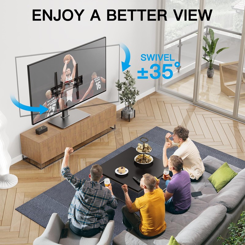 PERLESMITH Universal Swivel TV Stand-Table Top TV Stand for 32-65