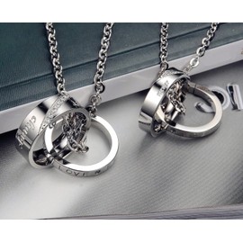 His & Hers Matching Set Titanium Stainless Steel Couple Pendant Necklace Korean Love Style in a Gift Box