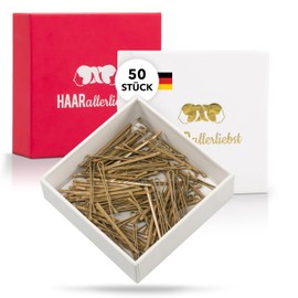 HAARallerliebst Hair Clips for Blonde Hair Pack of 50 Beige 5 cm Including Storage Box (50 Pieces; Box Colour: Pink)