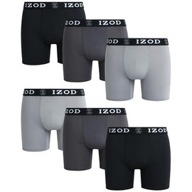IZOD Men's Boxer Briefs - 6 Pack Comfort Stretch Soft Performance Men's Underwear - Breathable Sport Boxers for Men (S-XL, Size Small, Black/Grey/Charcoal