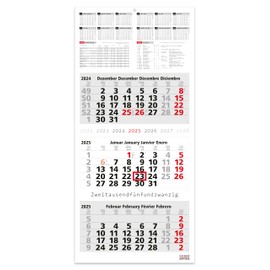 Information 3-Month Calendar - School Holidays, Holidays and Yearly Overview 2025, Wall Calendar I 33 x 90 cm, Decorative Large Format with 4 Individual, Perforated Calendar Blocks (Information 3