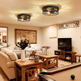 ZHU YAN Farmhouse Flush Mount Ceiling Light,3-Light Ceiling Light Fixture Hallway Ceiling Light Fixtures,Light Fixtures Ceiling Mount for Hallway Kitchen,Entryway,Hall (2 Pack)