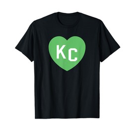 Kansas City Hearts Green 2 Letter Kc Hearts T-Shirt, Men's Standard Fit, Black