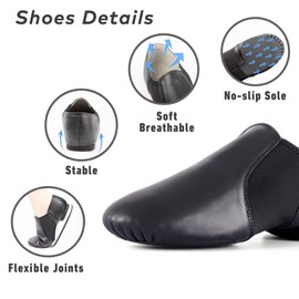 Asyusyu 100% Cowhide Leather Dance Jazz Shoes for Women/Men-Black,10.5