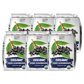 Dried Elderberries Organic 1 lb Bulk Bag - USDA Certified, Non-GMO Sambucus Nigra, Whole Dried Elderberry - Natural, No Added Sugar, No Preservatives (1 Pound (Pack of 6))