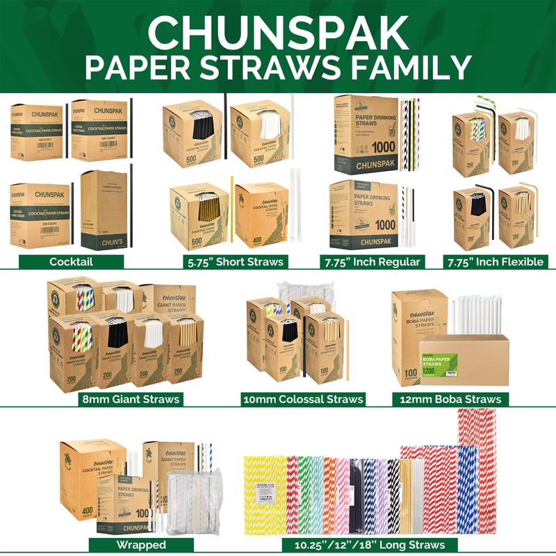 Chunspak 4'' x 0.2'' Mini Paper Sipping Straws, Tasting Straws,