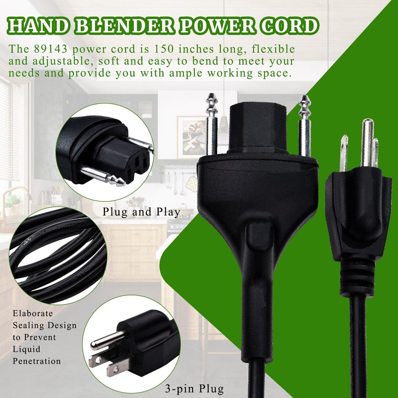 Immersion Blender Power Cord Replacement Replace 89143 Fit for Robot