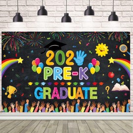 AIBIIN Black Preschool Graduation Backdrop Blackboard Newspaper Pre Graduation Banner for Preschool Graduation Decorations for Pre-K Classroom 70.8 x 43.3 inch