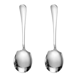 2 Pcs Stainless Steel Large Buffet Serving Spoons Stainless Steel Serving Spoon Silver Serving Spoons with Long Handle for Kitchen Restaurant Banquet