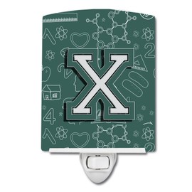 Caroline's Treasures CJ2010-XCNL Letter X Back to School Initial Ceramic Night Light Compact, UL-Certified, Ideal for Bedroom, Bathroom, Nursery, Hallway, Kitchen, 6x4x3, Multicolor