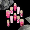 Handmade Press On Nails, Medium Long Square, 3D Floral Design,