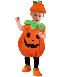 [Qiguan] Halloween Costume, Children's Pumpkin Cosplay, Costume, Girls, Boys, Pumpkin Kids' Costume, Hat, Kigurumi Set, Cute Pumpkin Costume, Suitable for Height 31.5 inches (80/90/100/110/120 cm) (47.2 inches (120 cm)