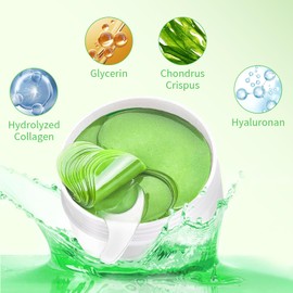 Augenpads Gegen Augenringe, Algenextrakt Augen Pads Gegen Tränensäcke und Falten, Kühlende und Erfrischende Augenpflaster, Pflegeserum aus Gurkenextrakt Hyaluron Gel-Eyepads (30 Paar)