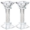 Crystal Candle Holders Set of 2-6.2" Tall Crystal Candlestick Holders