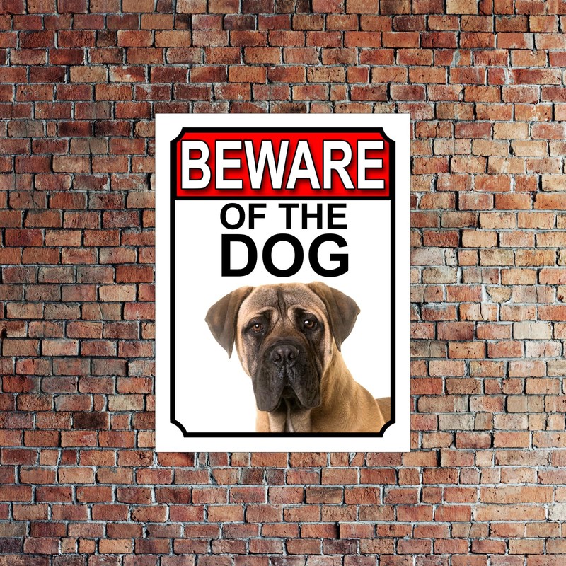 BEWARE OF THE DOG METAL GATE SIGN BULLMASTIFF 200MM X