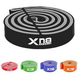 Xn8 Sports Resistance Bands Pull Up Band Exercise Workout Bands for Yoga Powerlifting Mobility Exercise Men Women (2 - Black (Light))
