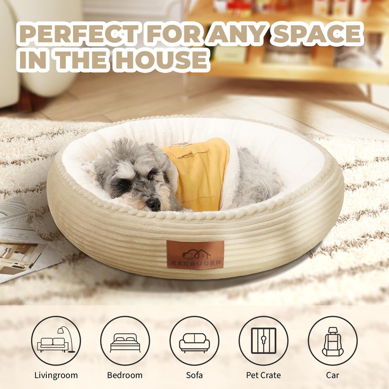 Zerbuger Cat Bed, 20In Dog Beds for Small Dogs, Calming