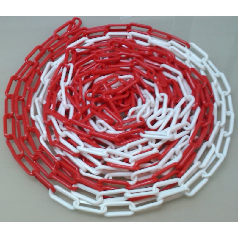 PCH-6x12 Red and White Plastic Chain 6mm 12.30 Meters