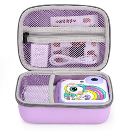Children's Camera Bag, Digital Camera Bag for Gofunly, for YORKOO, for Operhoo and Other Mini Cameras, Instant Camera Case for Storing Cables, Printing Paper and Accessories, Boys and Girls, purple,