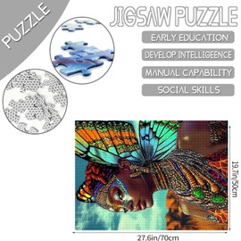 Africa Girl 1000 Piece Jigsaw Puzzles for Adults Afro-America Woman Painting Jigsaw Puzzle Black Girl with Butterfly Wings1000 Pieces Puzzles Game Room Decor DIY Craft Food Puzzle Art(Colorful)