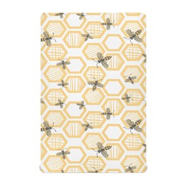 KICPOAY Fitted Crib Sheets Bees Honeybee Geometry Stretchy Portable Playard Sheets for Baby Toddler, Breathable Soft Mini Crib Mattress 52 x 28 in for Boys and Girls