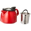 FORLIFE Bell Ceramic Teapot with Basket Infuser, 16-Ounce/470ml, Red