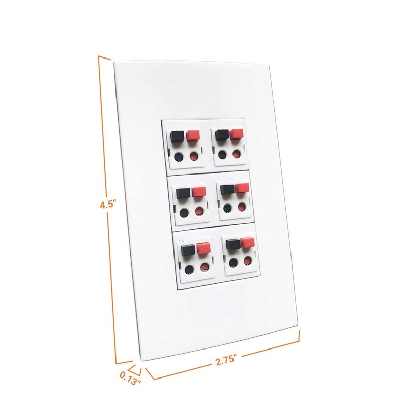 diyTech Premium 6 Speaker Wall Plate, Supports 6 Speaker Configurations,