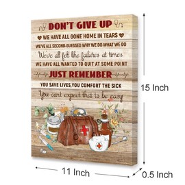 LISTNGBO Doctor Nurse Canvas Wall Art,Don't Give Up Doctor Nurse Office Motivational Canvas Painting Wall Decor for Doctor Nurse Office Clinic Hospital Wall Decor,Appreciation Gift for Doctor Nurse