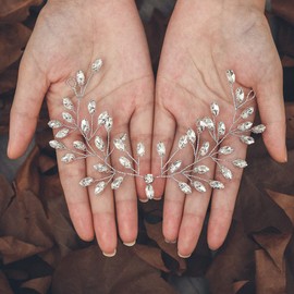 Heread Rhinestones Bride Wedding Hair Vine Silver Crystal Hair Pieces Bridal Headband Headpiece Hair Accessories for Women and Girls