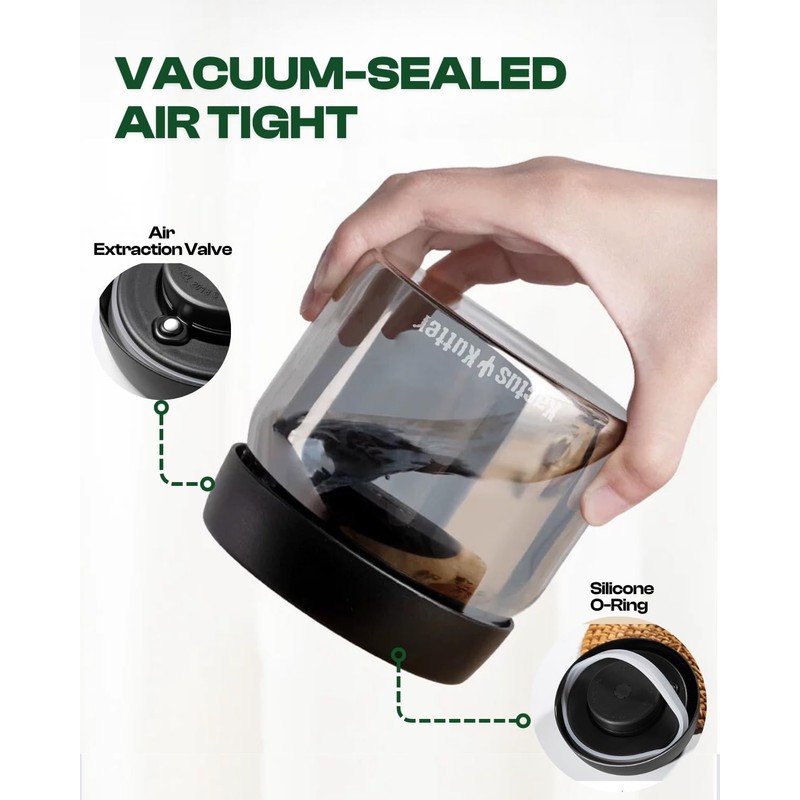 KACTUSKUTTER Airtight Jar, 400ml /1oz Vacuum Spice Containers With UV