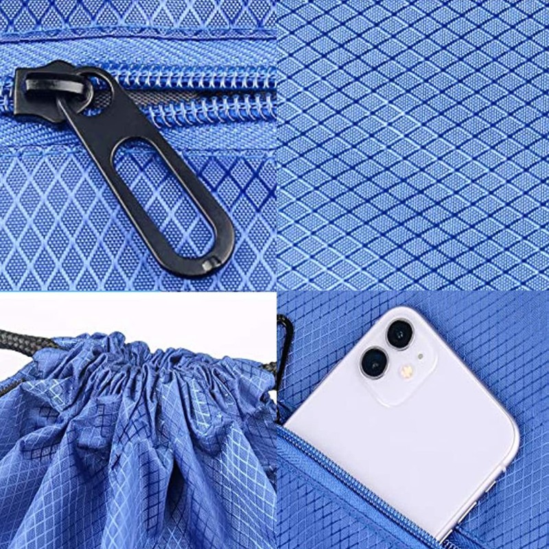 Drawstring Bags PE Gym Backpack Unisex String Bag with Zipped