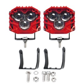 2.5inch LED Pod Lights Three-Eye 30W LED Fog/Driving/Off Road Lights Cube Spot Pods Light DT Connector for Truck Boat ATV UTV Pickup (2pcs Red)