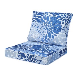 JMKaixin Outdoor Seat/Back Deep Chair Cushion Set for Patio Furniture - Lounge Chair Cushions with Ties - Waterproof Patio Chair Cushions 19x19