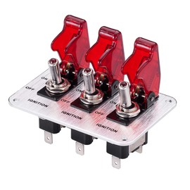 JIANFA Toggle Switch,Dc 12v Metal wire drawing face plate Car Toggle Switch with LED Indicator For For Racing Sport Competitive Car (RED)