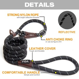 Fida Dog Lead, 1.8 m, One Size, Fits All, Plug-in Leash, Easy to Carry, Requires No Collar or Harness. Durable and Weatherproof Climbing Rope with