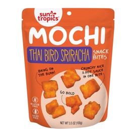 Sun Tropics Mochi Snack Bites, Thai Bird Sriracha Flavor- 3.5 oz (1 Pack) - Crunchy Mochi Snacks - Gluten Free & Dairy Free, No MSG - Asian Rice Snacks