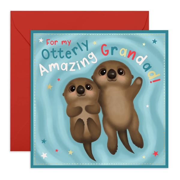 CENTRAL 23 - Cute Grandpa Birthday Card - 'Otterly Amazing Grandad' - Sweet Birthday Cards for Grandad - Blank Greeting Cards - Birthday Card for Him - Fathers Day Card - Comes With Cute Stickers