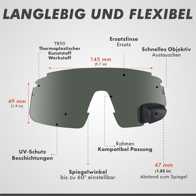 TriEye View Sport Replacement Lens Smoke Grey Tinted with Mirror