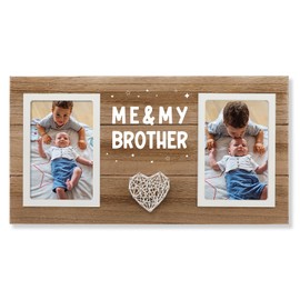 SOUHONEY Me and My Brother Picture Frame, Big Brother Gift from New Baby, New Big Brother Gift, Double 4x6 Inches Sibling Keepsake Wood Picture Frame for Nursery Decor