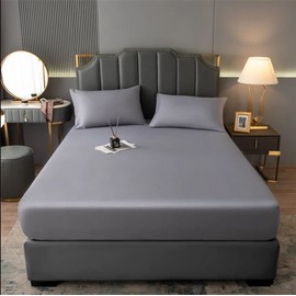 Fitted Sheet 100% Egyptian Cotton 600 Thread Count 16"/40CM Extra Deep Pocket Bottom Sheets - Satin White Grey Luxury Mattress Topper Bed Sheets Double King Superking (Grey, King)