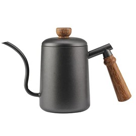 FUN COFFEE COFFEE Coffee Kettle, Direct Fire, 19.7 fl oz (550 ml), Drip Pot, Wooden Pattern, Drip Kettle, With Lid, Stainless Steel, Black (co-0024)