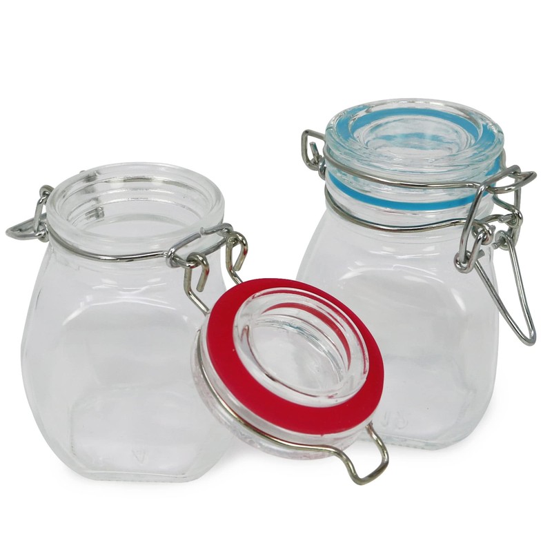 com-four® 4 x Preserving Jar with Clip Top Wire Clip